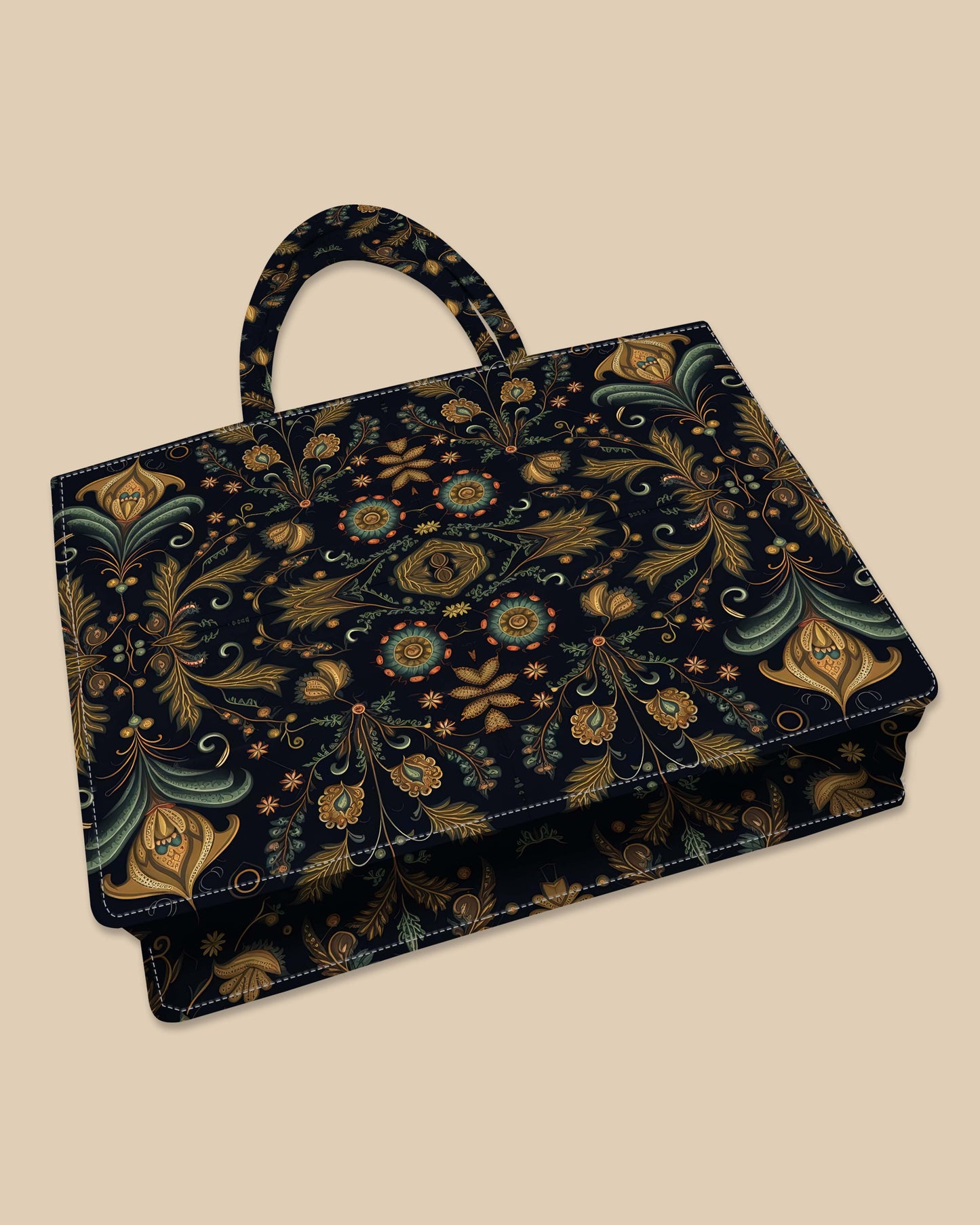 Tote Bag Designed with European Embossed Flowers