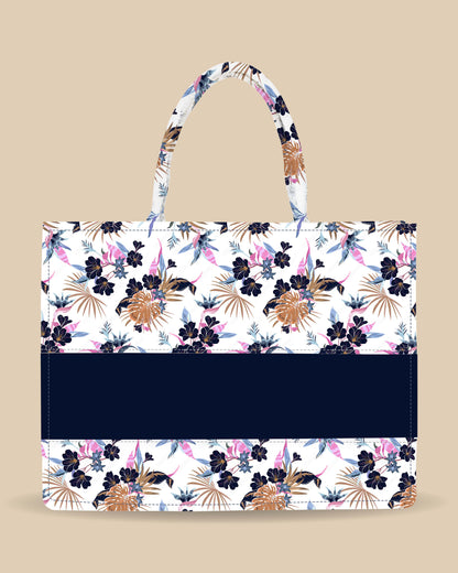 Customized Tote Bag Designed with Fresh Tropical Flowers And Exotic Forest Flowers