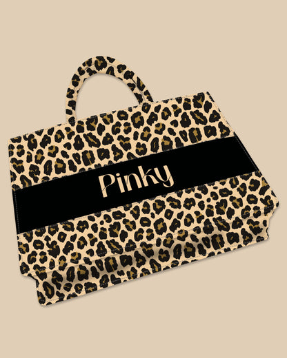 Customized Tote Bag Designed with Leopard Screen Pattern