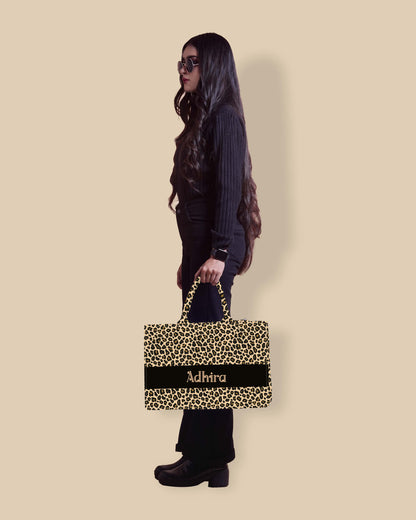 Customized Tote Bag Designed with Leopard Screen Pattern