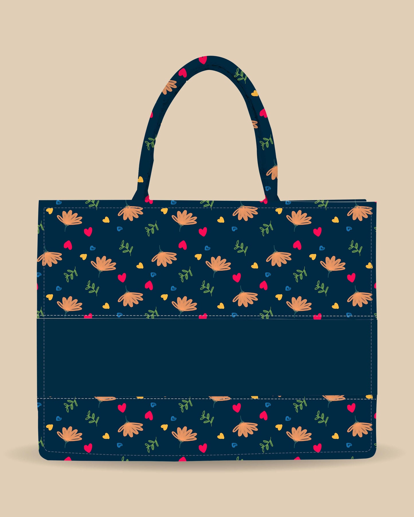 Customized Tote Bag Designed with Stylish Flowers, Leaves And Beautiful Leaves