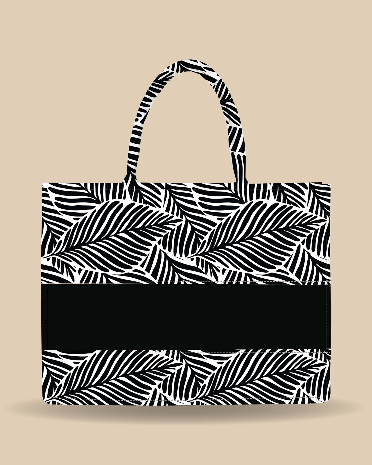 Customized Tote Bag Designed with Tropical Leaf Calligraphy