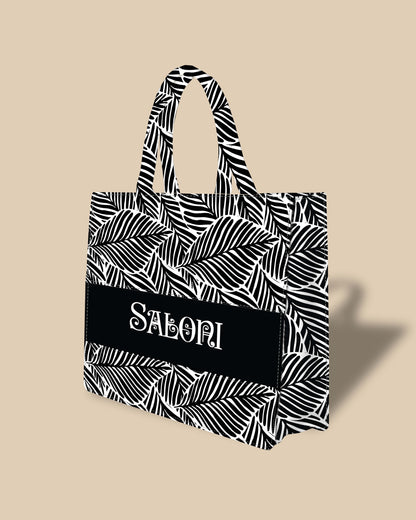 Customized Tote Bag Designed with Tropical Leaf Calligraphy