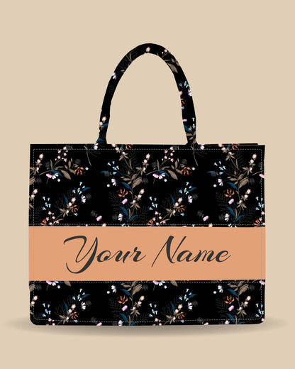 Customized Tote Bag Designed with Tropical Motifs Scattered Flowers