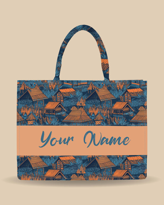 Customized Tote Bag Designed with Vintage Dutch Beach Huts And Trees