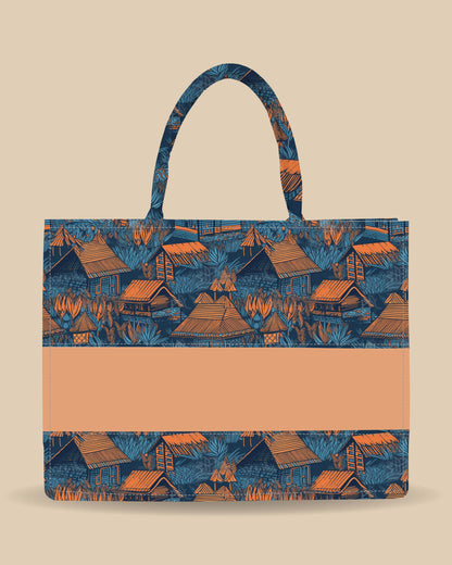 Customized Tote Bag Designed with Vintage Dutch Beach Huts And Trees