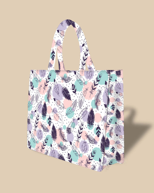 Tote Bag Designed with Abstract Beautiful Feathers And Beauty Bird Color
