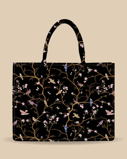 Tote Bag Designed with Branches Of Trees And Finches Birds