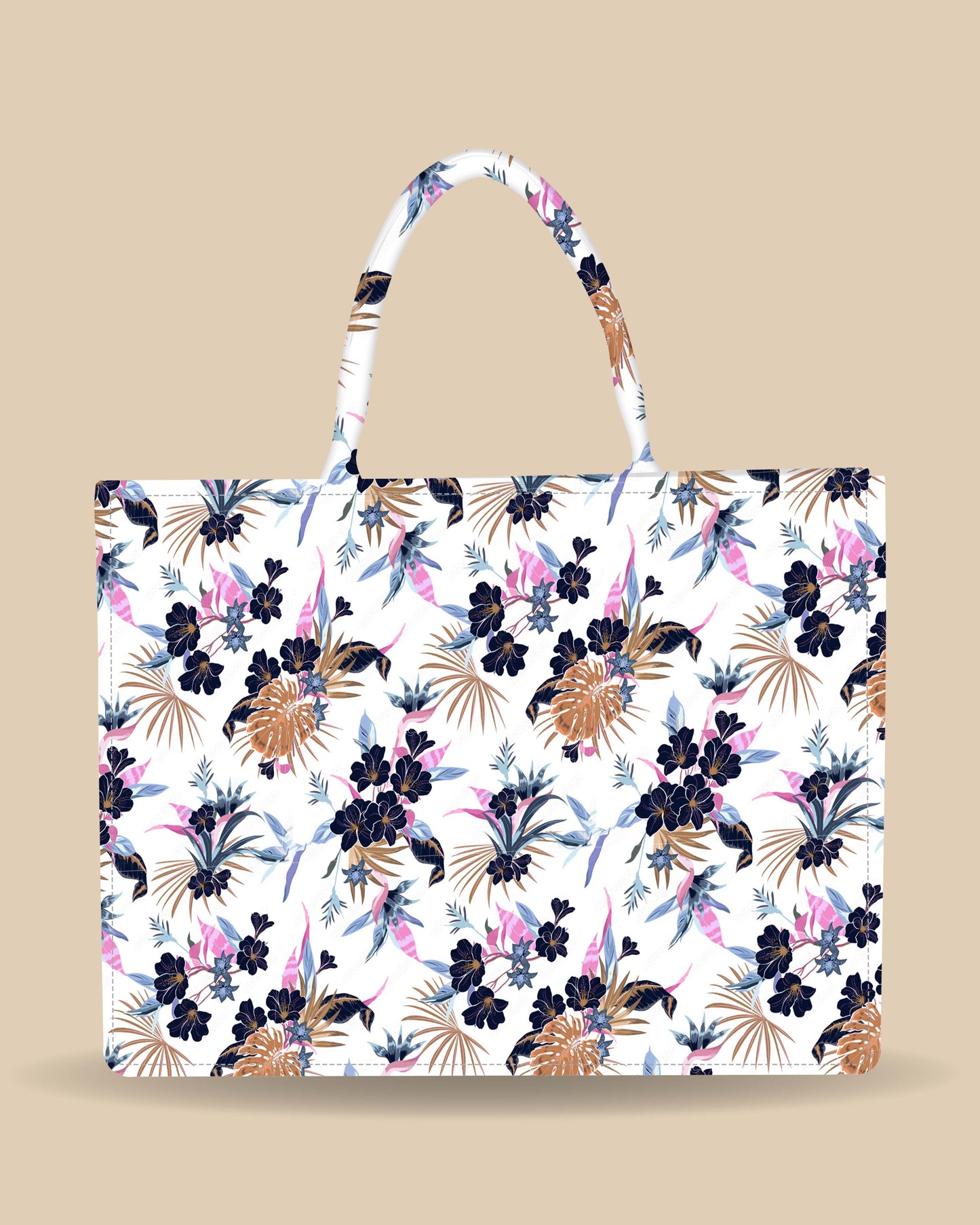 Tote Bag Designed with Fresh Tropical Flowers And Exotic Forest Flowers