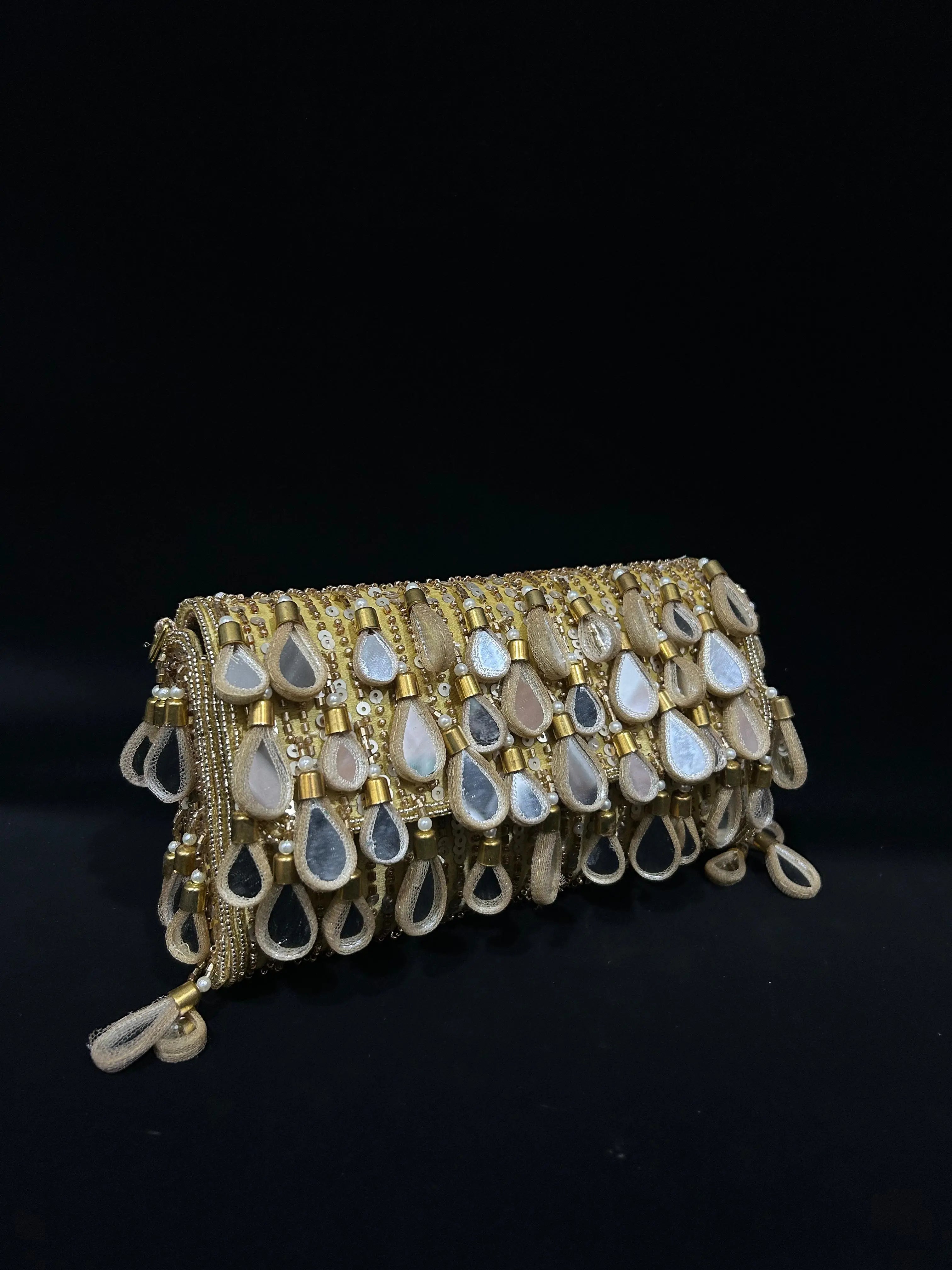 Golden Glimmer Sequin Clutch