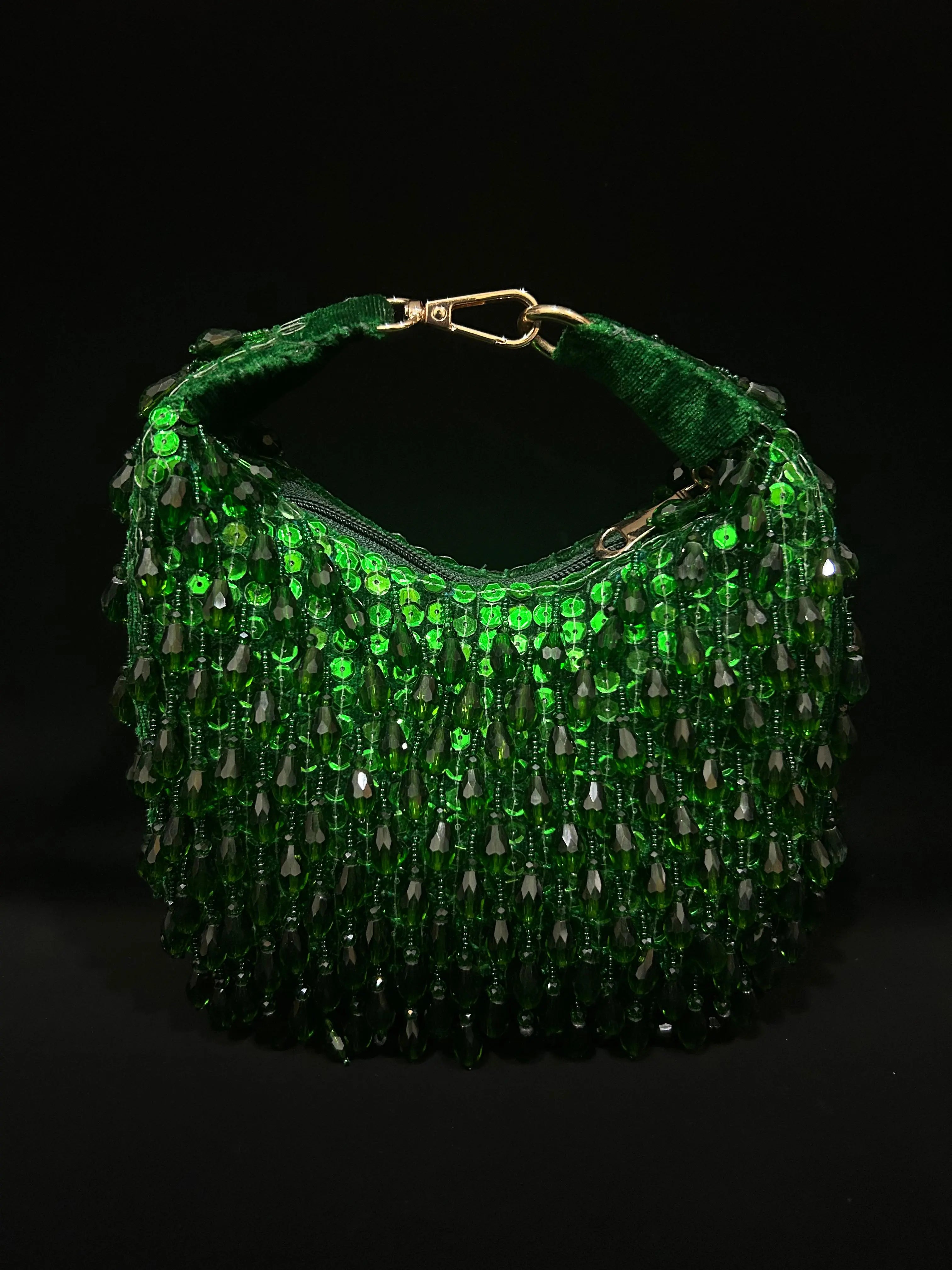 Emerald Raindrop Sequin Hobo Clutch