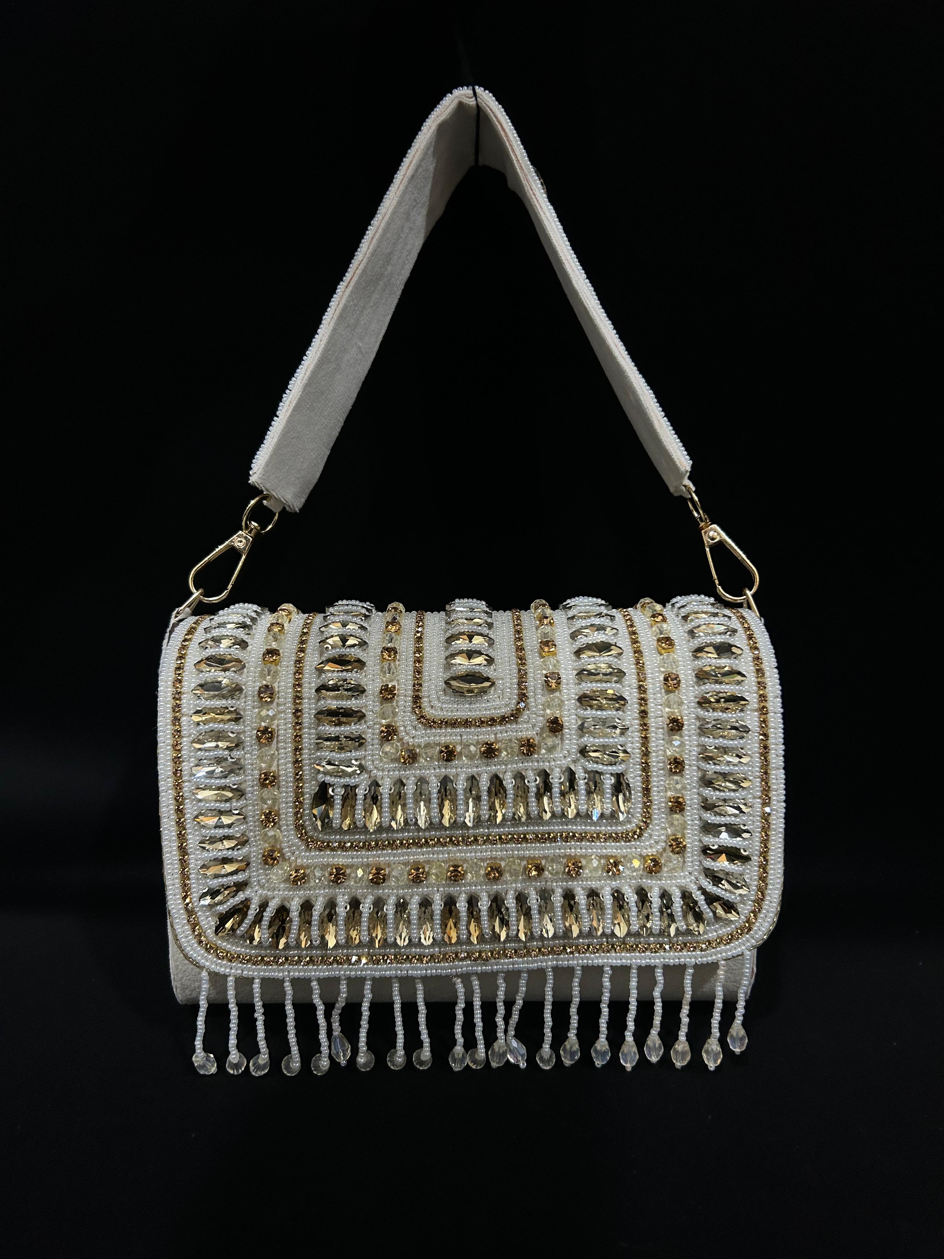 Golden Hour Regal Embellished Fringe Clutch