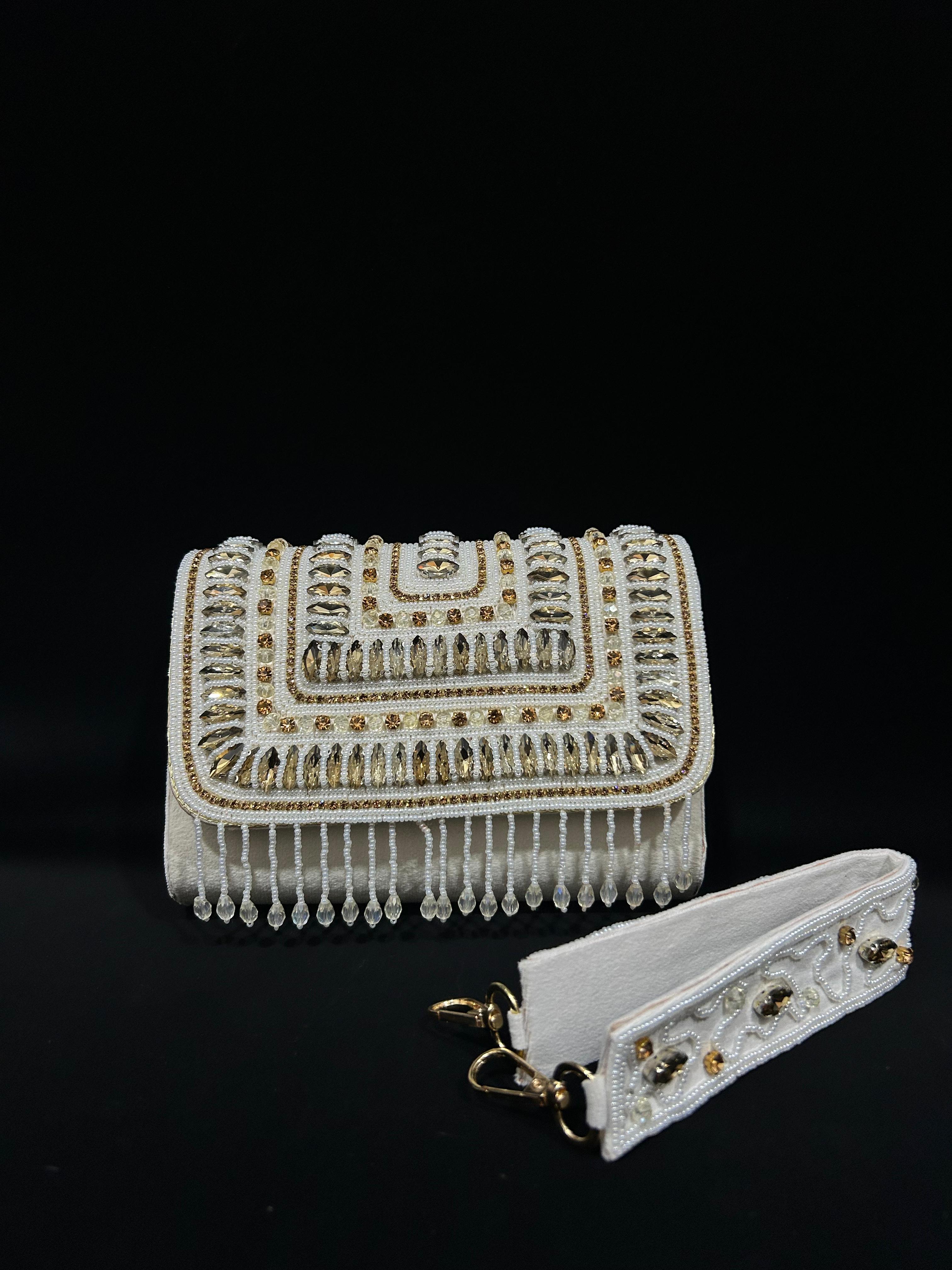 Golden Hour Regal Embellished Fringe Clutch