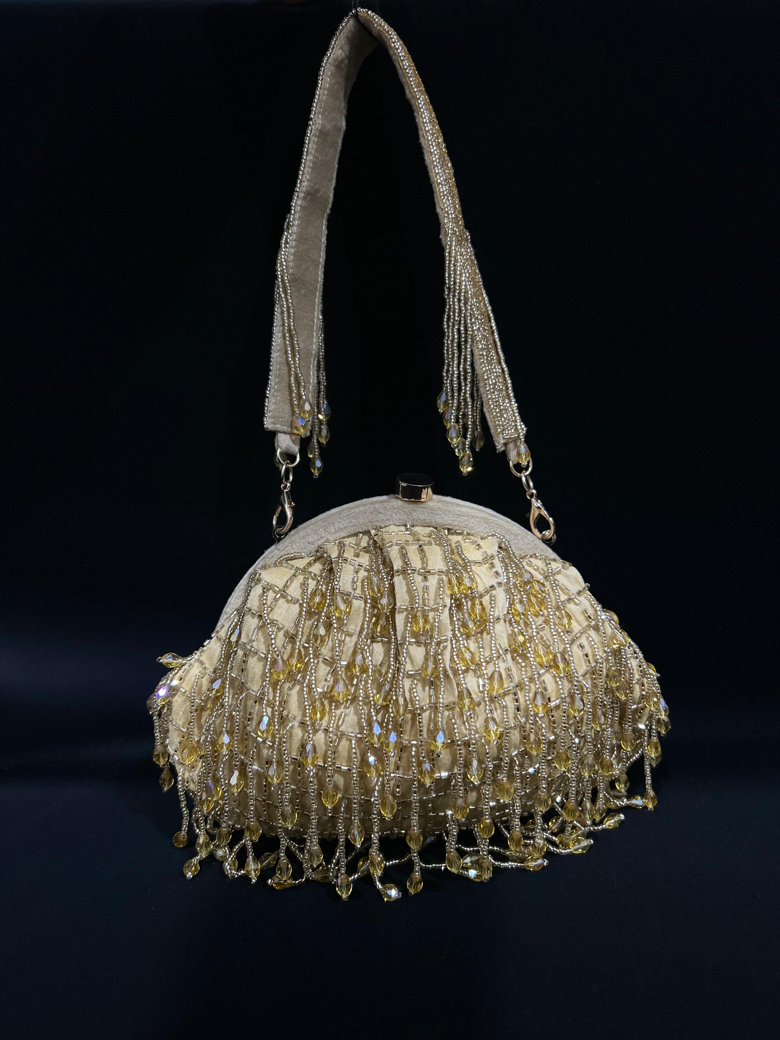 Golden Gleam Dome Beaded Potli Clutch