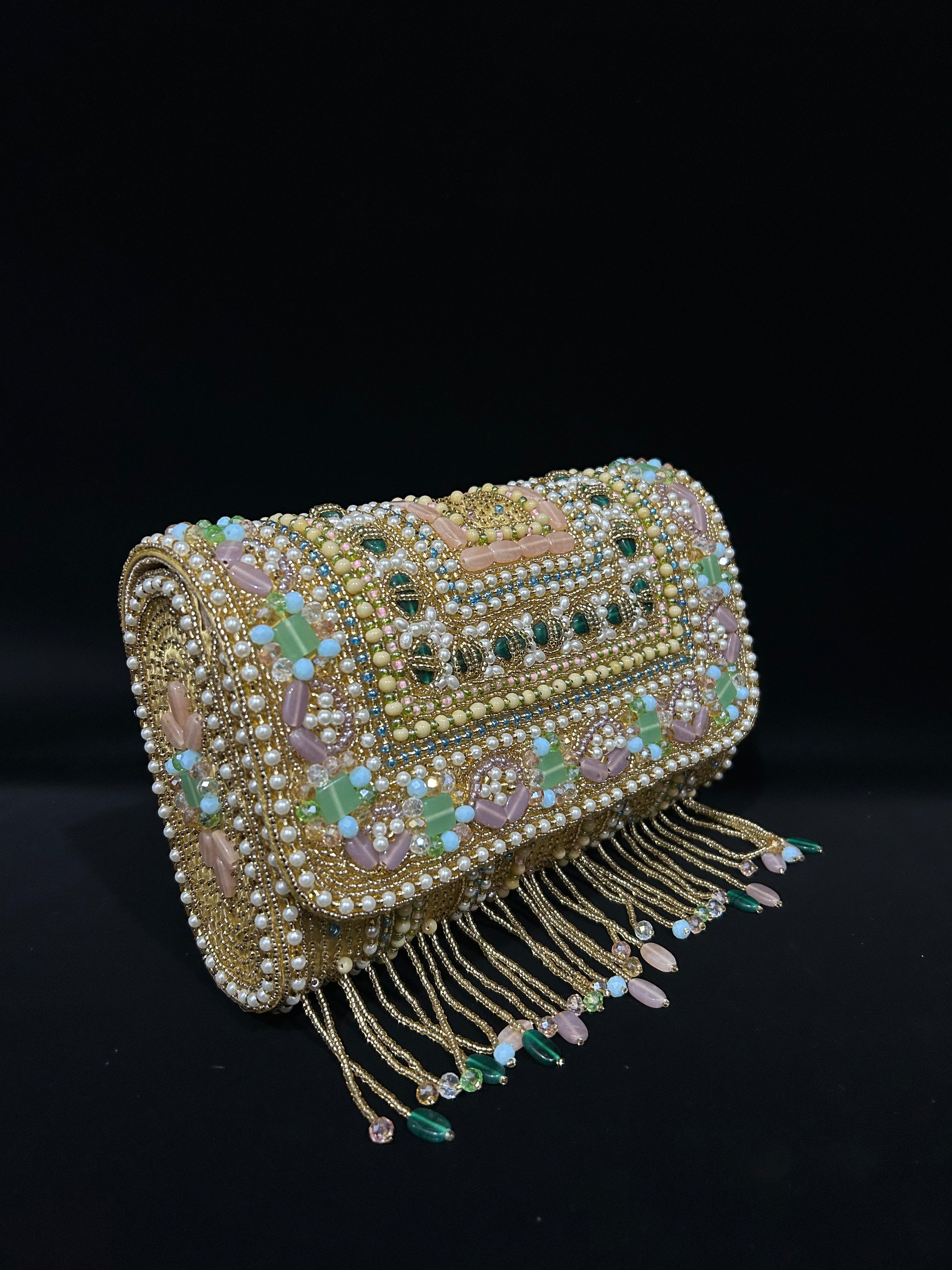 Mughal Garden Multicolor Hand-Embroidered Fringe Clutch