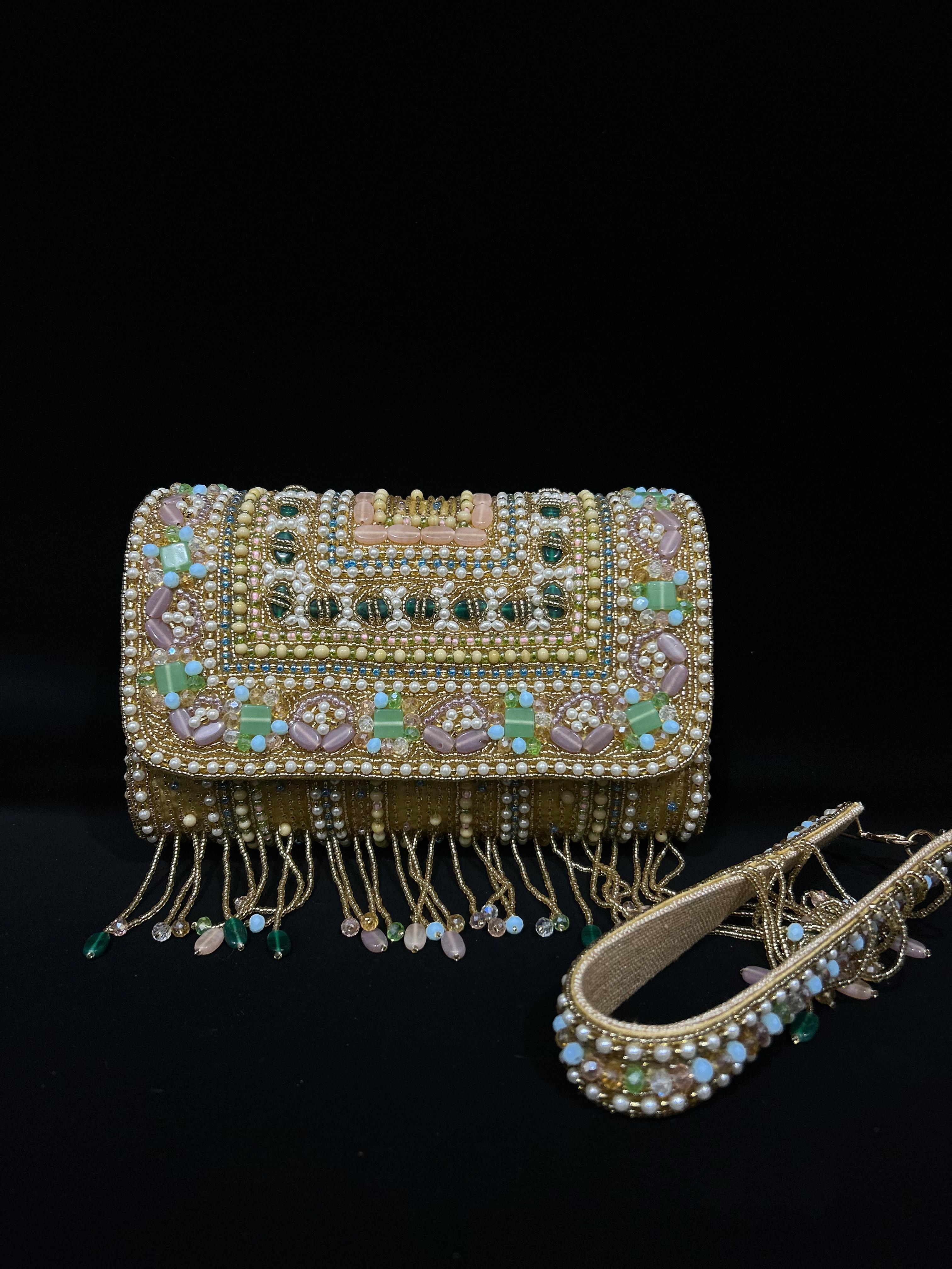 Mughal Garden Multicolor Hand-Embroidered Fringe Clutch