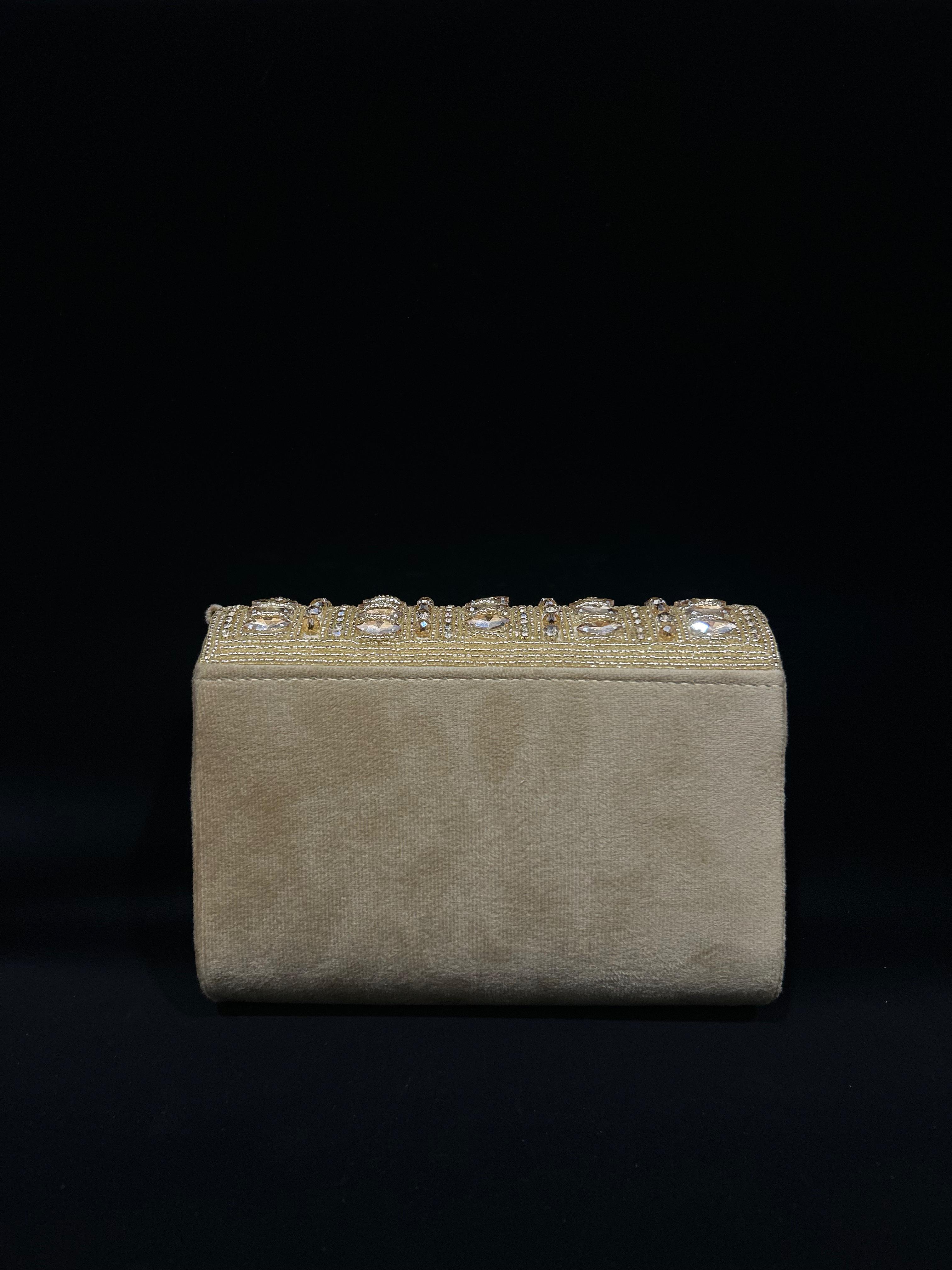 Amber Royale Embellished Velvet Fringe Clutch