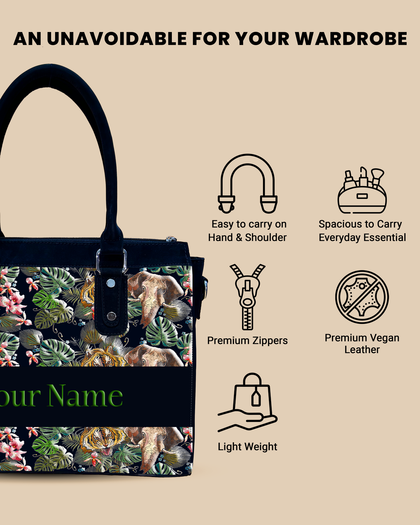 Aurelia Palm Leaves, Tiger And Elephant Designer Sling Bag for Everyday Use