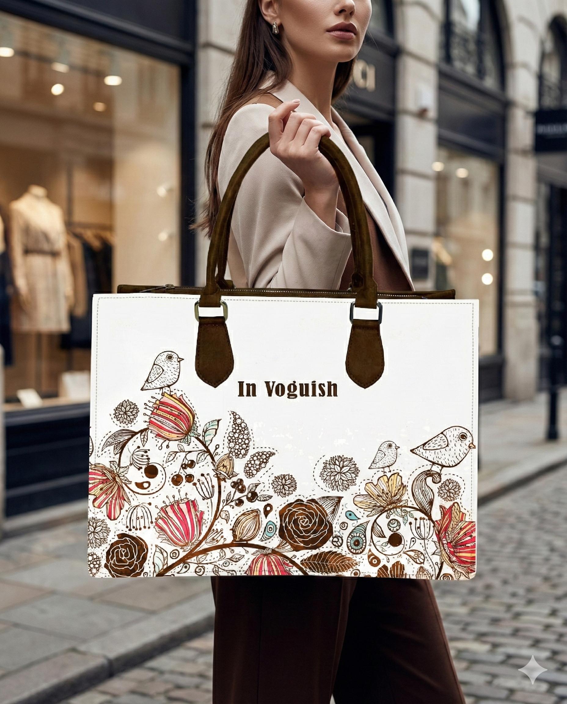 Enchanted Birds & Bloom Personalized Canvas Tote Bag